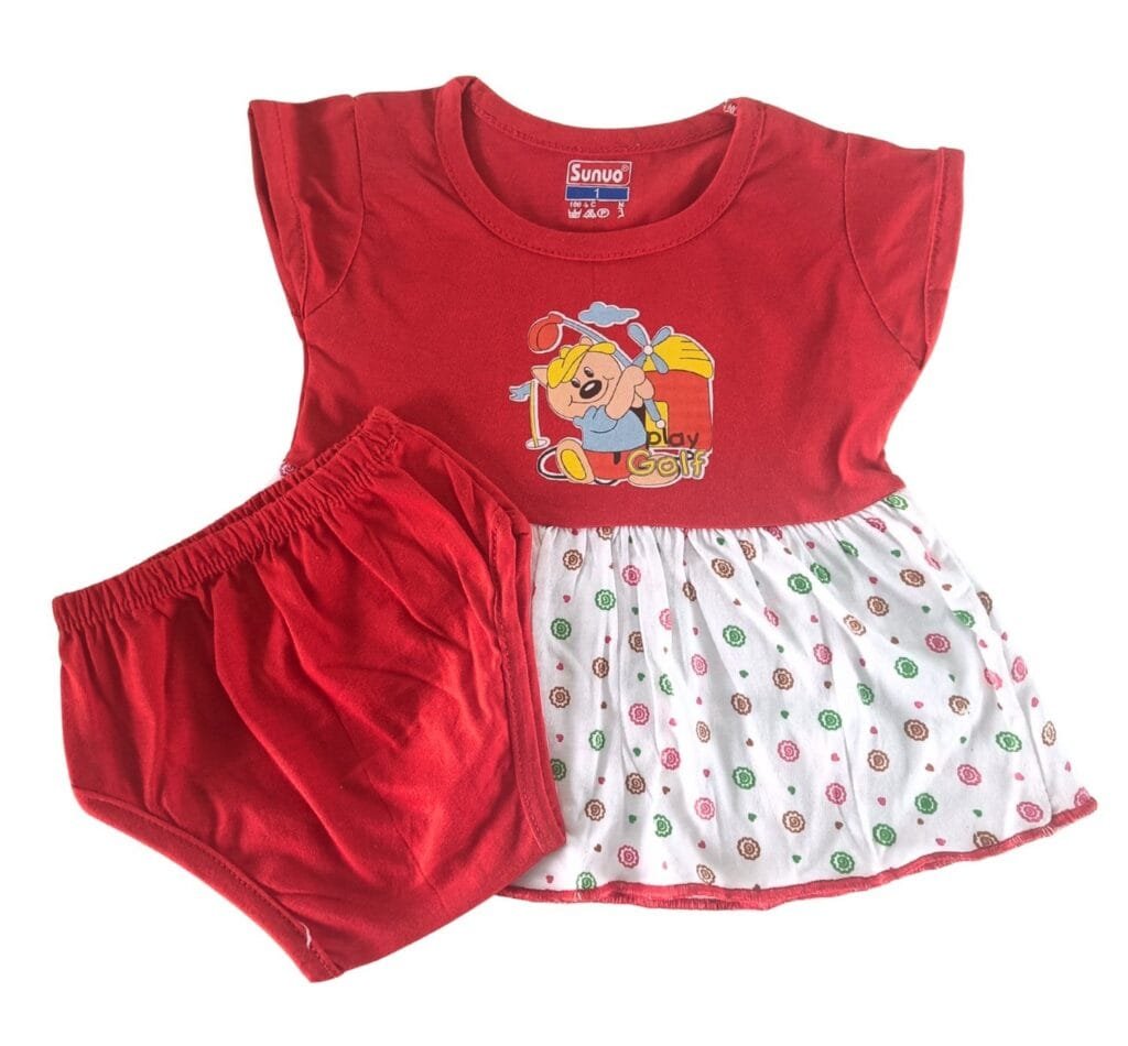 Sunuo Baby Girl A-Line Cotton Dress Frock combo